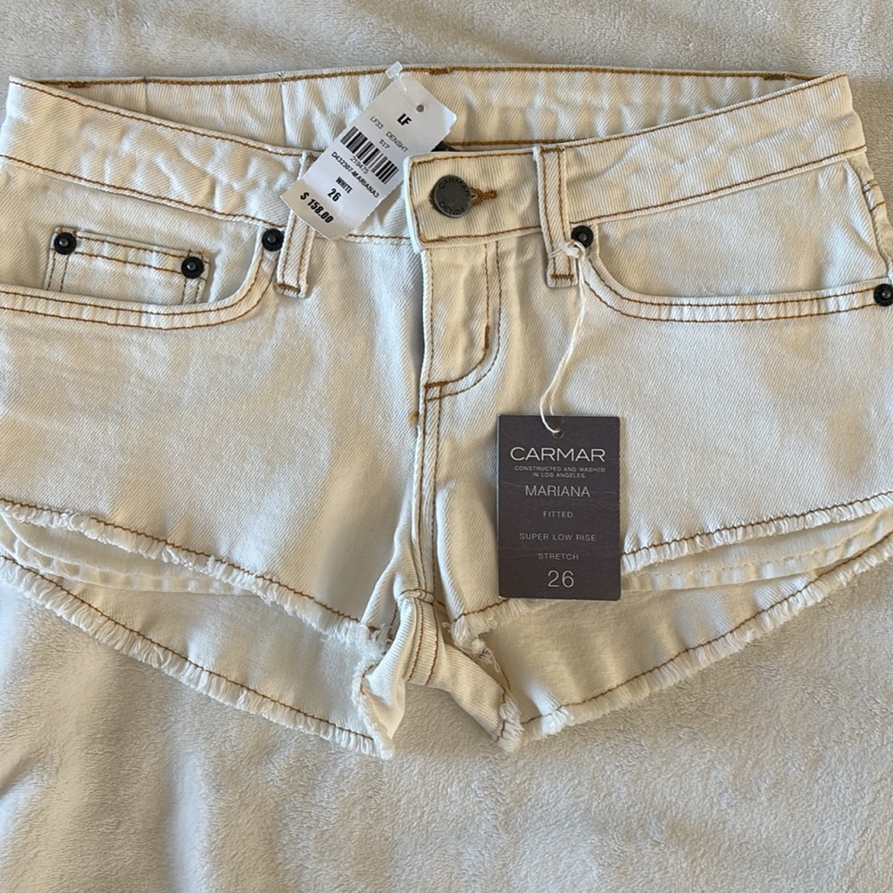 Women's Cream Denim Shorts